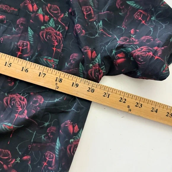 Retro Rifle Shirt MEDIUM Polyester Blend THE WIDOW Short Sleeve Beach Stretch - Picture 8 of 8